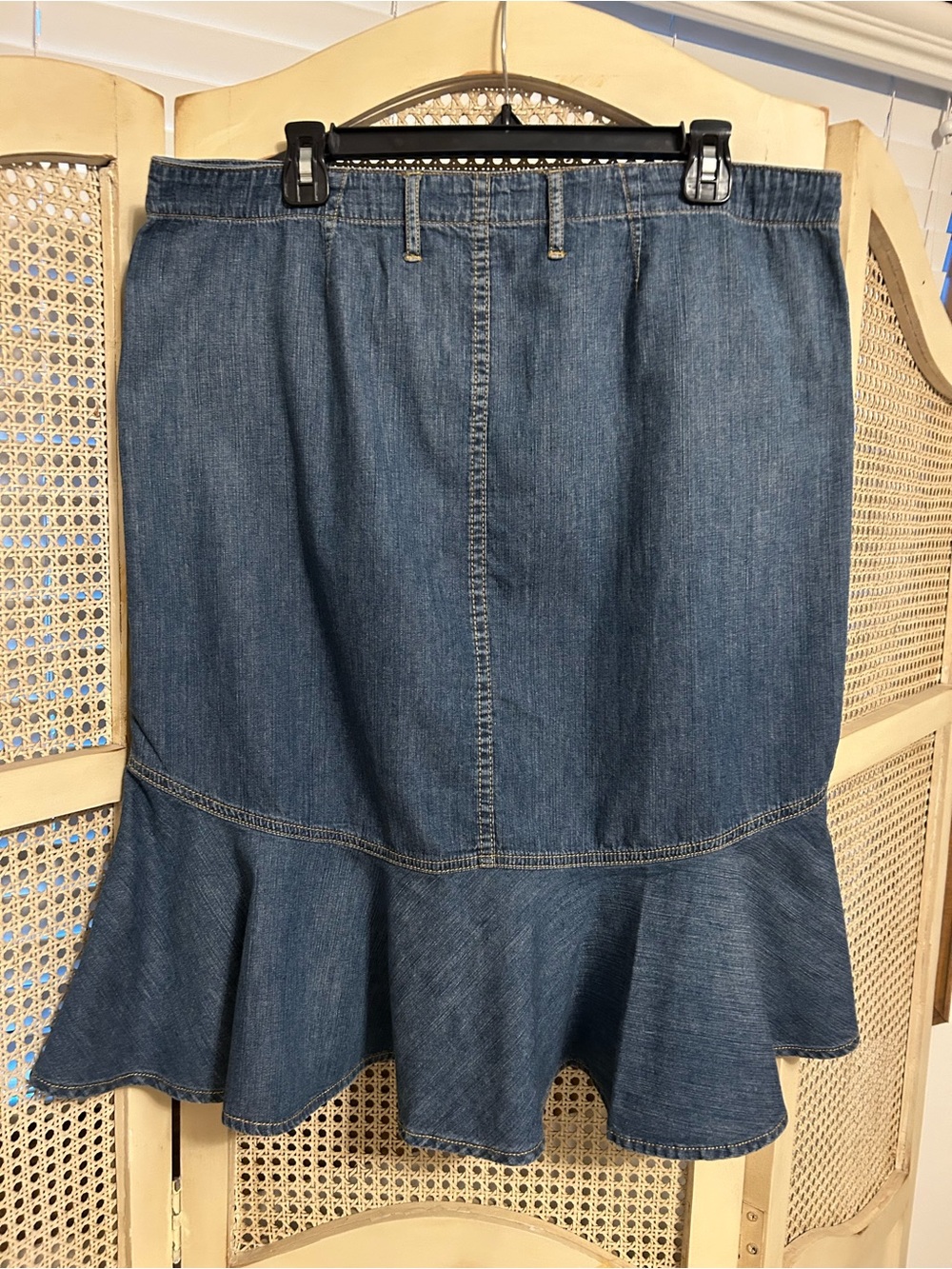 Ralph Lauren Blue Denim Flared Skirt - Picture 2 of 5